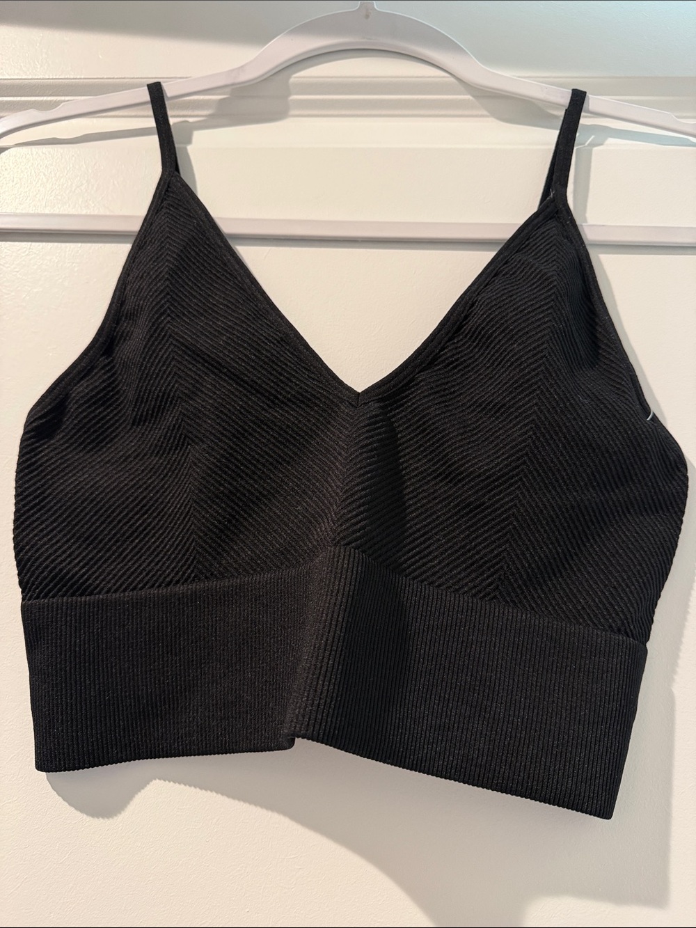 Bozzolo Black Ribbed V-Neck Bralette
